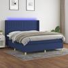 Exclusive House - Slatted Bed Base Mattress and Blue LED 160x200 Cm Fabric