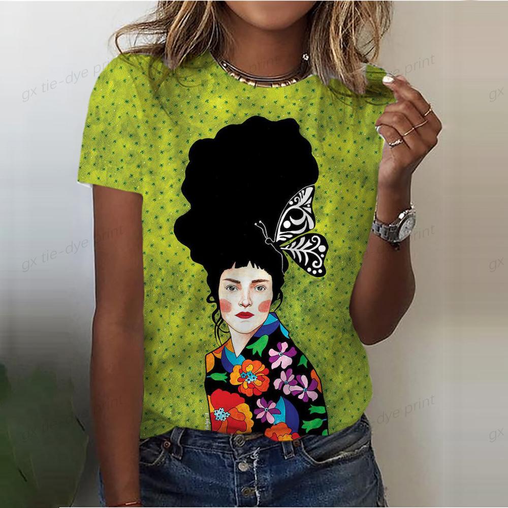 Tricou pentru femei Gâtul O Cu mânecă scurtă Topuri Îmbrăcăminte grafică pentru față Harajuku Îmbrăcăminte de stradă pentru fete Îmbrăcăminte de vară Tricouri pentru femei