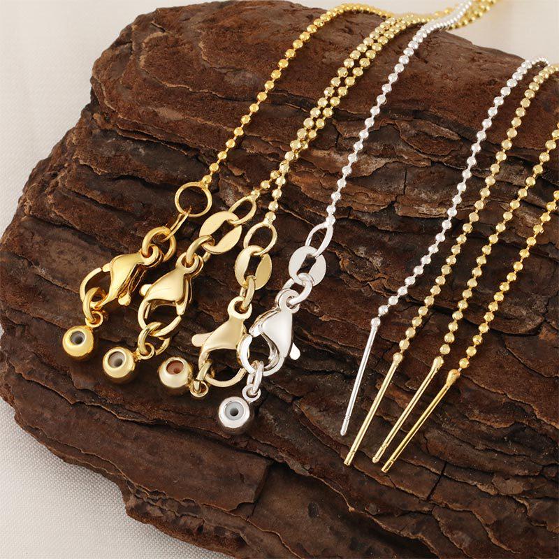 Versatile Adjustable Gold Round Bead Necklace for Women – DIY Threading All-Match Chain