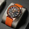 MEGIR Luxury Quartz Watch Men Waterproof Round Hollow Dial Wristwatch with Chronograph Silicone Strap Luminous Hands