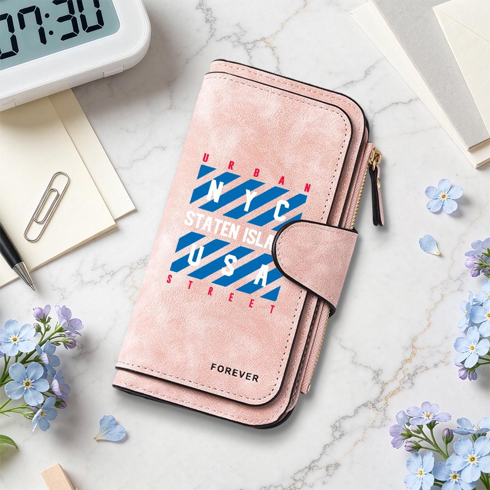 Women Long Wallet Fashion NYC Printed Purse Casual Portable Multi Card Slots Clutch for Daily Use