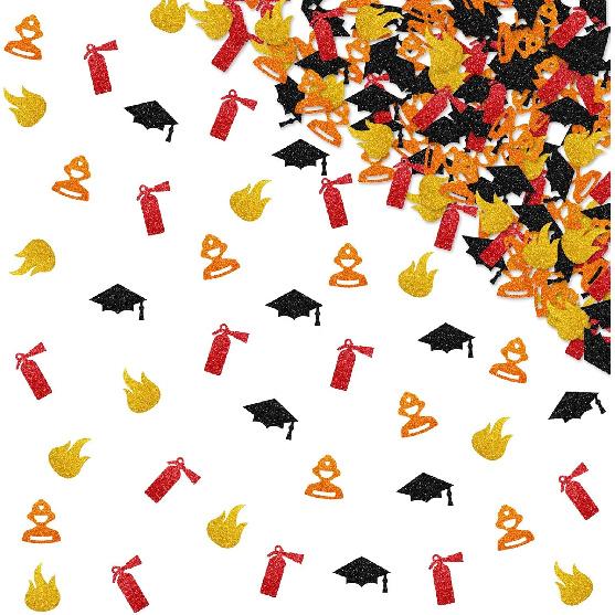 120pcs Congrats Firefighter Confetti, Fire Academy Graduation Confetti, Future Fireman Table Scatter, Glitter Fireman Table Scatter, Fire Department