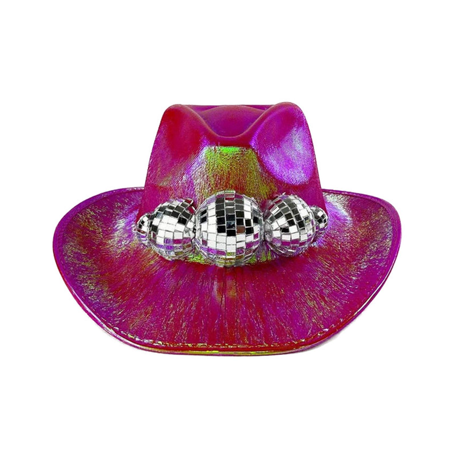 

Shinning Cowboy Hat All-Match Disco Ball Decors Hat for Adult Nightclub Bar Dancing Cool Breathable Cowboy Hat Unisex гарячі рожевого кольору