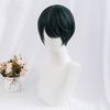 Men's Harajuku-style Green Short Wig, Semi-Long, Fashionable, with Net, Natural, Unisex