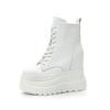 Super high heel lace-up Martin boots short boots women's 2025 autumn and winter new thick-soled 12 cm height increase simple women's boots