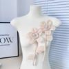 Wedding Dress 3D Flower Brooch Appliques Pearl Lace Fabric Clothing Patches Rhinestone Handmade Clothing Applique Women