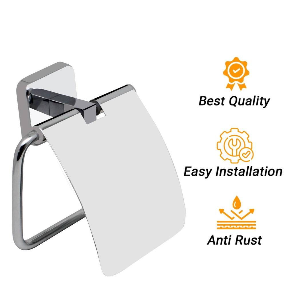 Toilet Paper Holder for Bathroom – Wall Mounted Tissue Holder | Chrome Finish | Stainless Steel Rust-Resistant Toilet Roll Holder
