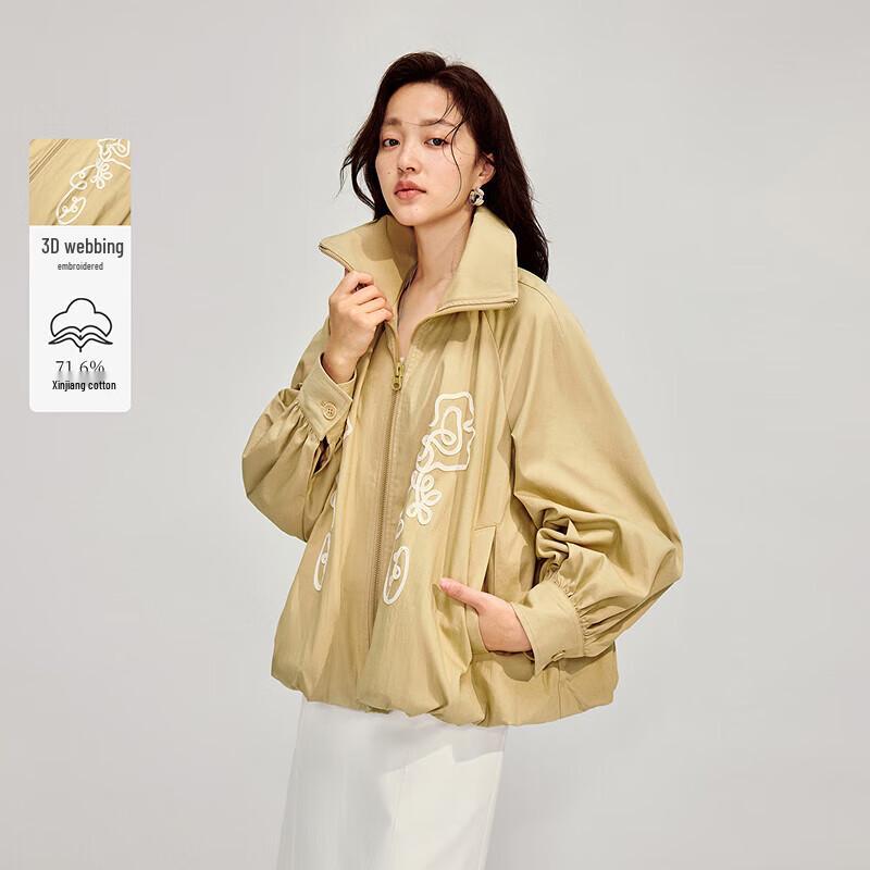 

INMAN Женская повседневная весенняя куртка с вышивкой и цветочным узором, воротник в рубчик L