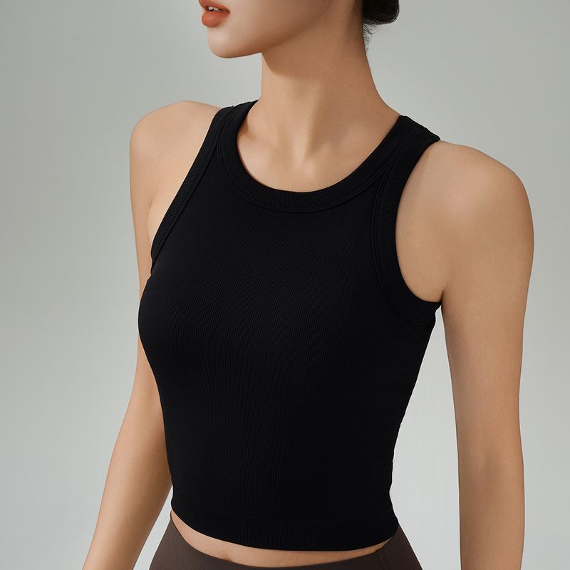 

Новое цельное чашечное удлиненное спортивное нижнее белье женское для фитнеса, красоты спины, для ношения поверх одежды, для бега, аэробики, противоударный, высокоэластичный жилет для йоги Magic Black L