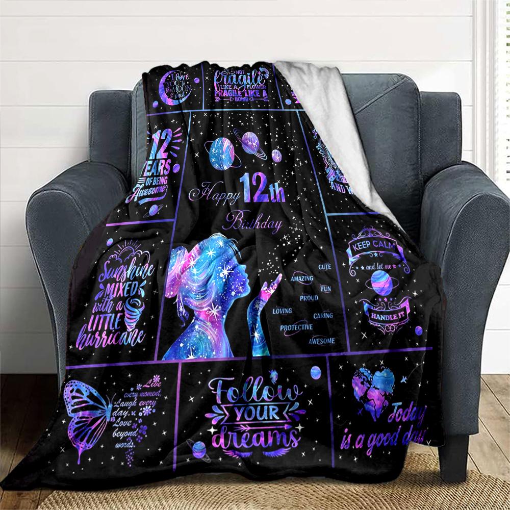 12Th Birthday Celebration Gift Blanket Warmthful Decor Throw Sofa Couch Office Occasions Versatile Accessory Birthday Christmas Gift Blanket Y6