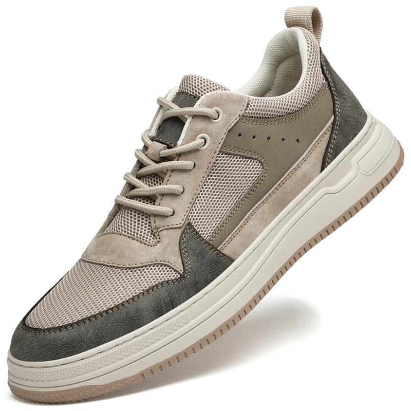 Men's Shoes British Style Soft Sole Breathable Trend Fashion Mesh Shoes Casual Sports Shoes Thick Baseplate Shoes Men