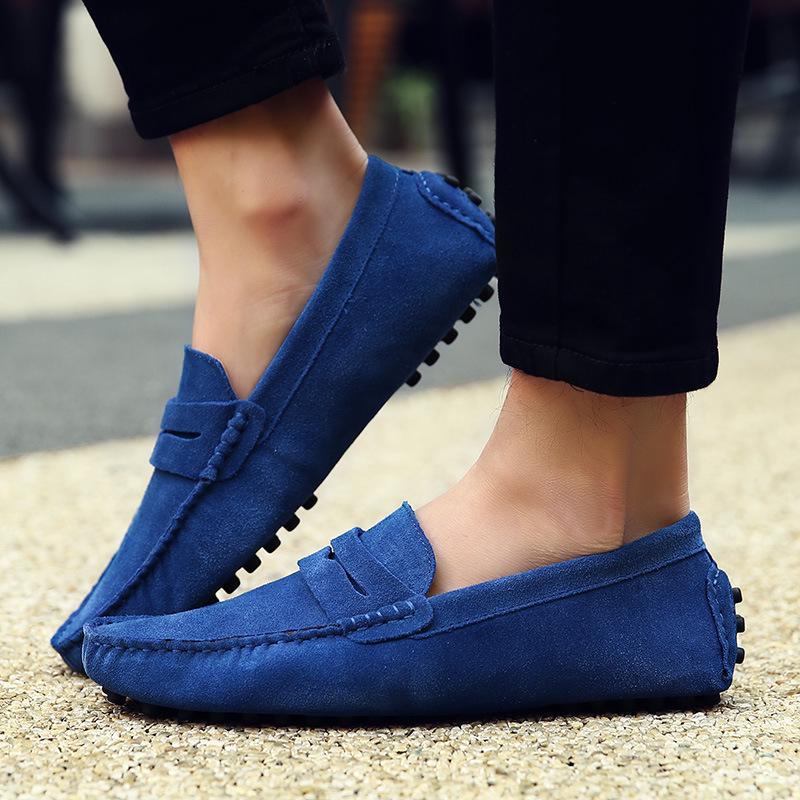 Suede Cowhide Bean Shoes British Trend Leather Men‘s Shoes Casual Boat Shoes