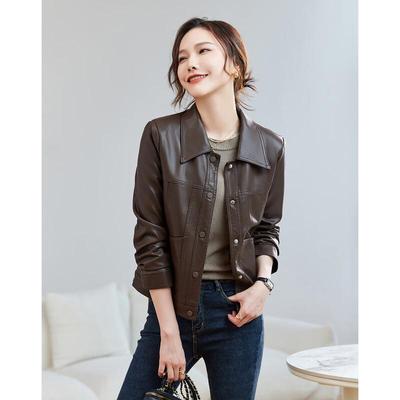 Chaqueta Corta de Cuero PU de Corte Holgado para Mujer TERRE BLEUE