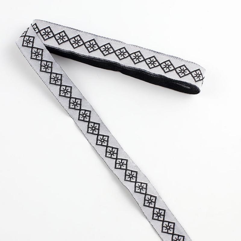 Traditional Ethnic Lace Trim with Black & White Patterns for Clothing, Carpets, & Accessories