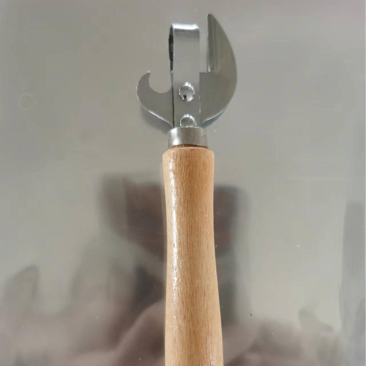 Wooden Handle Multi-use Opener: Pointed Wine, Beer, Can Opener with Plastic Handle Option.
