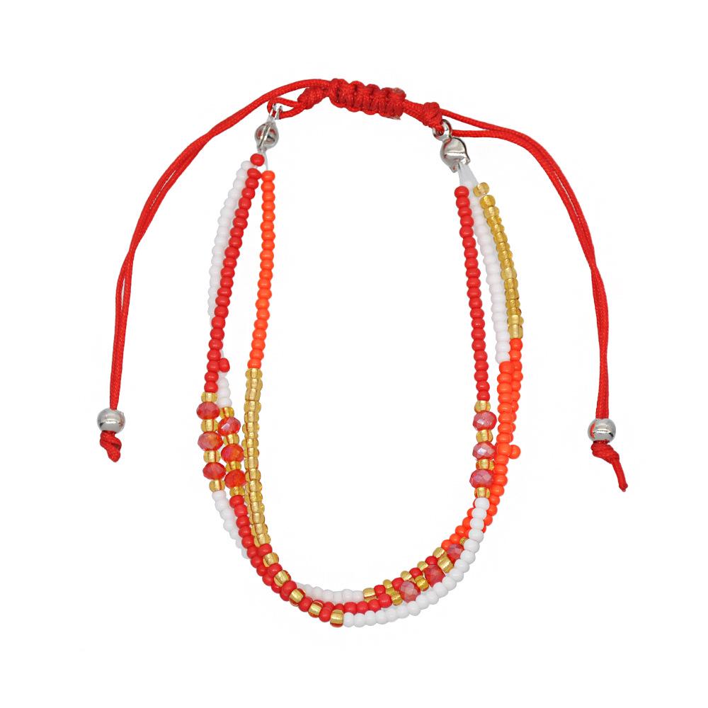Bohemian Holiday Colorful Crystal Beaded Woven Bracelet for Women