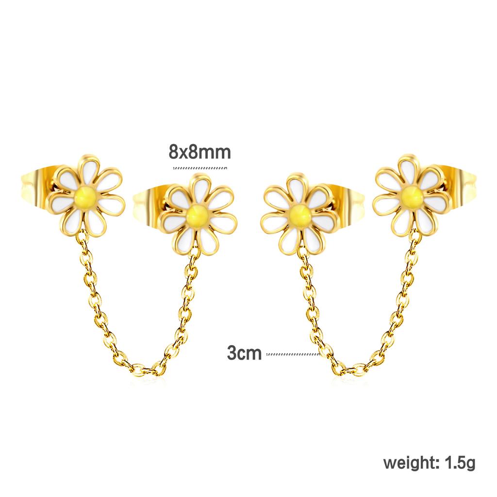 Personalized Long Heart Drip Oil Screw Ear Bone Studs Double Ear Piercing Earrings for Women