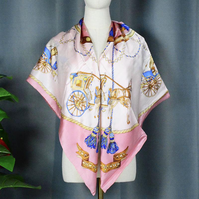 2024 New Style Large Square Scarf: 110 Mulberry Silk with Hand-Rolled Edges
