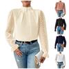 Damenmode Rundhals Langarm Knopfdekoration Einfarbig Locker Top
