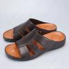 Fashion 2025 Men's plus size leather slippers with super strong elasticity, stylish, non slip and wear-resistant slippers