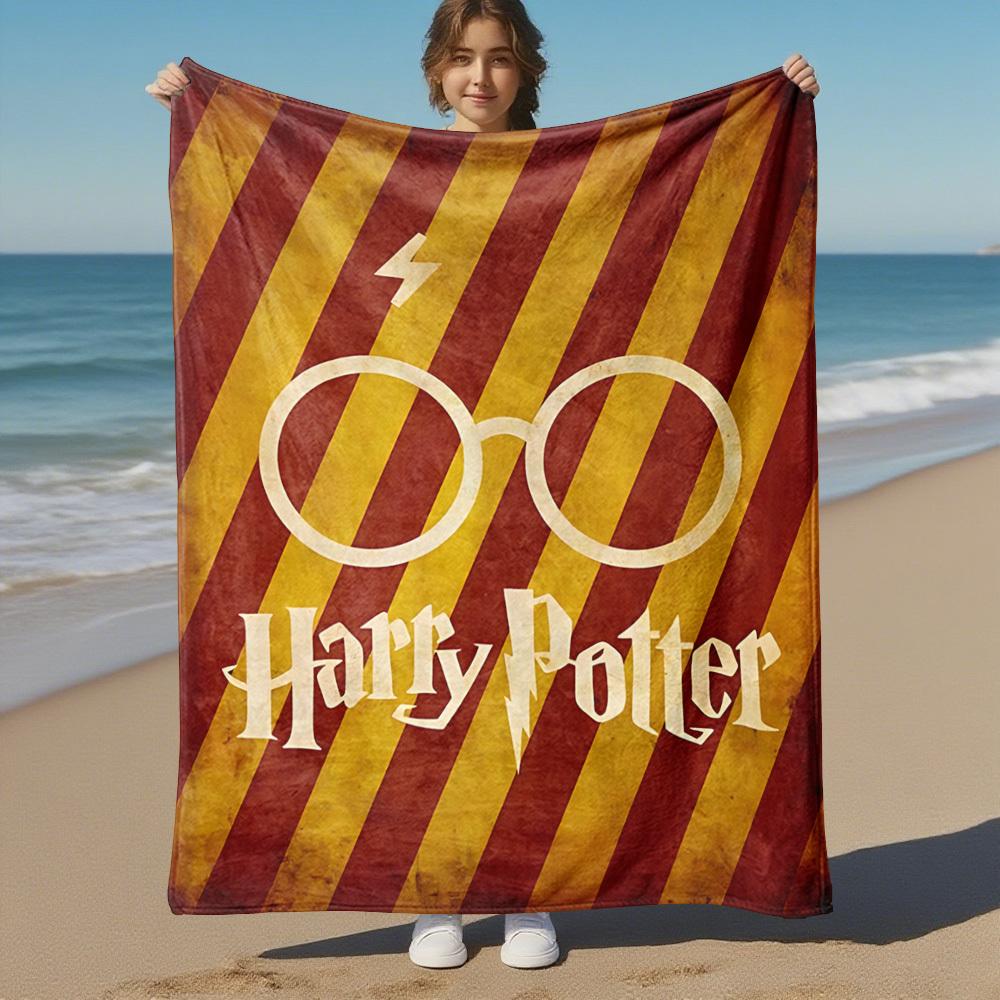 1pc Harry Potter glasses lightning bolt Outdoor Flannel Throw Blanket All Season Soft Warmth,Home Decor 1031104