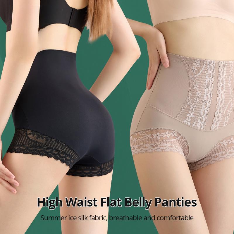 Summer Ice Silk Panties for Women's High Waist Shaping Panties Postpartum Tummy Control Hip Lift Panty Body Shaper Pants EMA