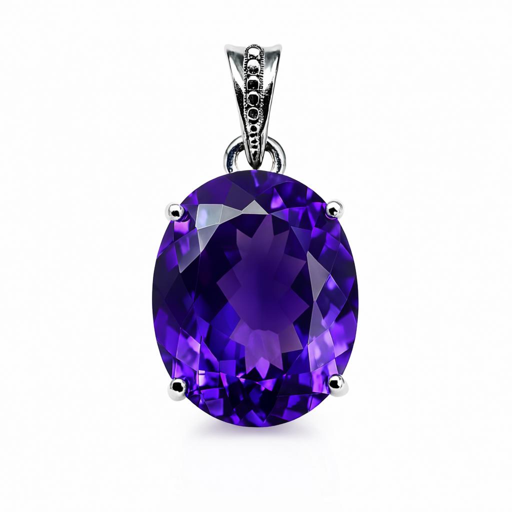 

Natural Purple Sapphire 37ct Oval Cut 925 Sterling Silver Pendant Certified 33.4 mm approx фіолетовий
