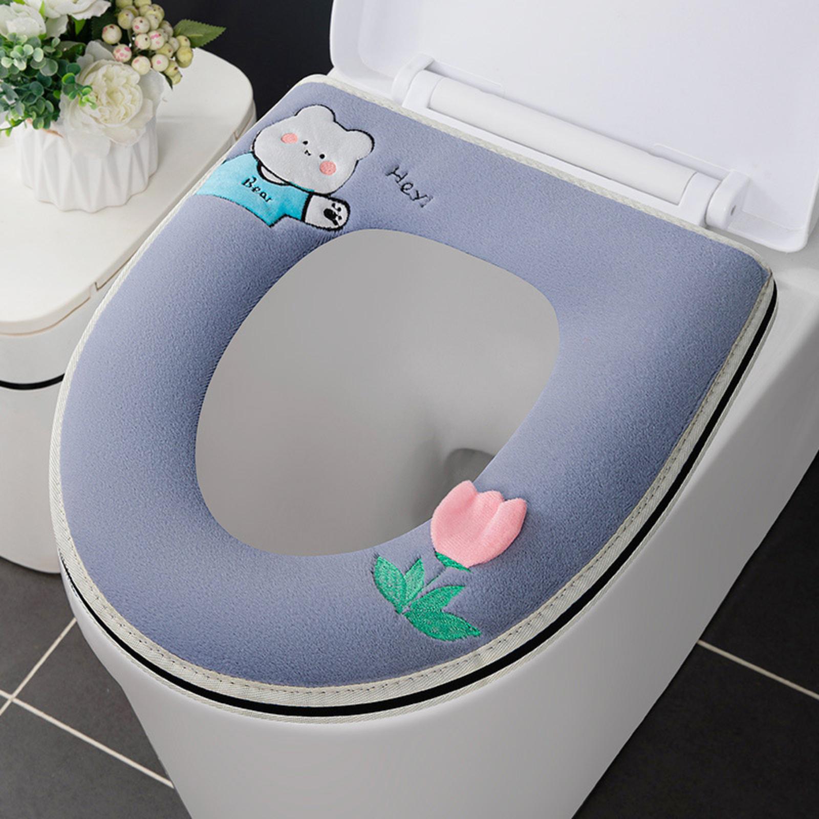 

Всесезонный бытовой чехол на сиденье унитаза с мультяшным дизайном, моющийся, самоклеящийся чехол на сиденье унитаза, подушка для унитаза, накладка на сиденье унитаза One Size синий