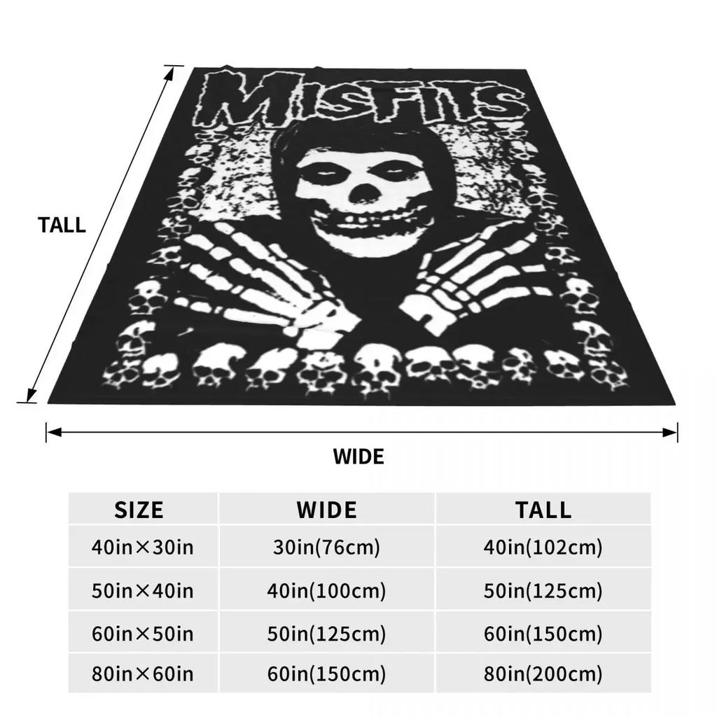 Misfits Rock Band Knitted Blanket Flannel Throw Blanket Bedroom Sofa Printed Lightweight Bedspreads