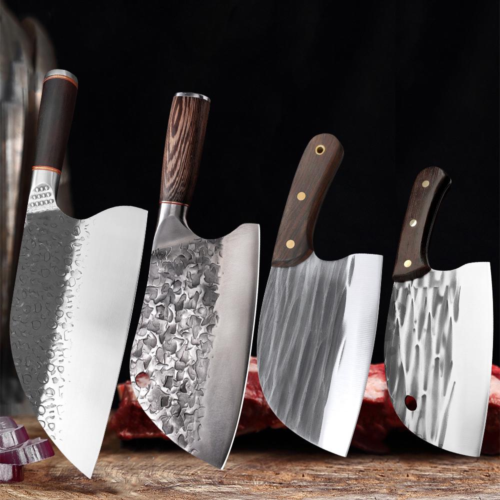 Butcher Slaughter Knife Chef Cleaver Meat Chop Vegetables Kitchen Knives Hand Forged Blade Wood Handle Heavy Knife Cooking Tools