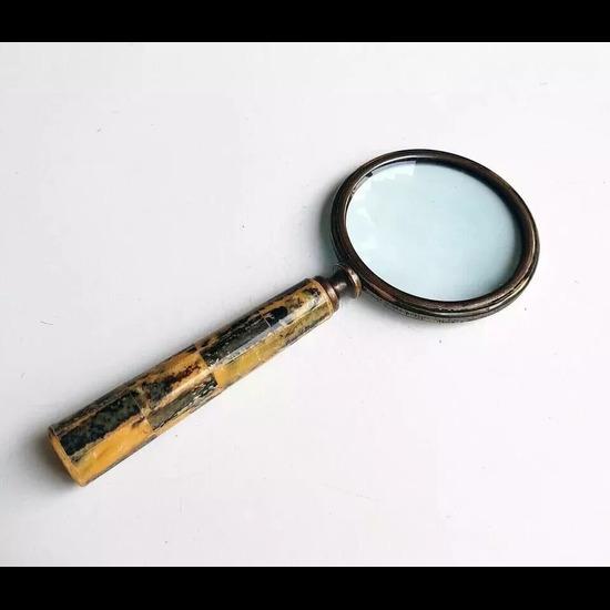 Antique Solid Magnifying Glass With Ceramic Handle Collectible Home Decor