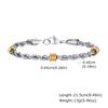 Classic Stainless Steel Btacelets for Men Boys,Silver Color Links Wristband with Gold Color Beads,Stylish Cool Jewelry Gifts