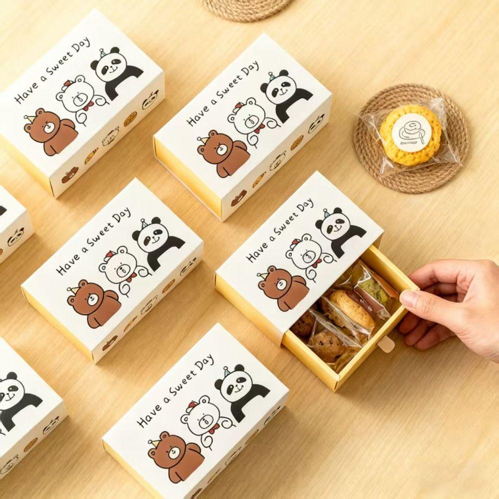 Cartoon Bear Drawer Box DIY Baking Packaging Boxes for Biscuits Cookies Snowflake Crisps Candies