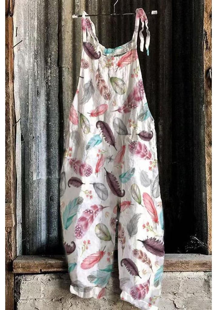2025 Summer Retro Print Wide-Leg Women's Jumpsuit