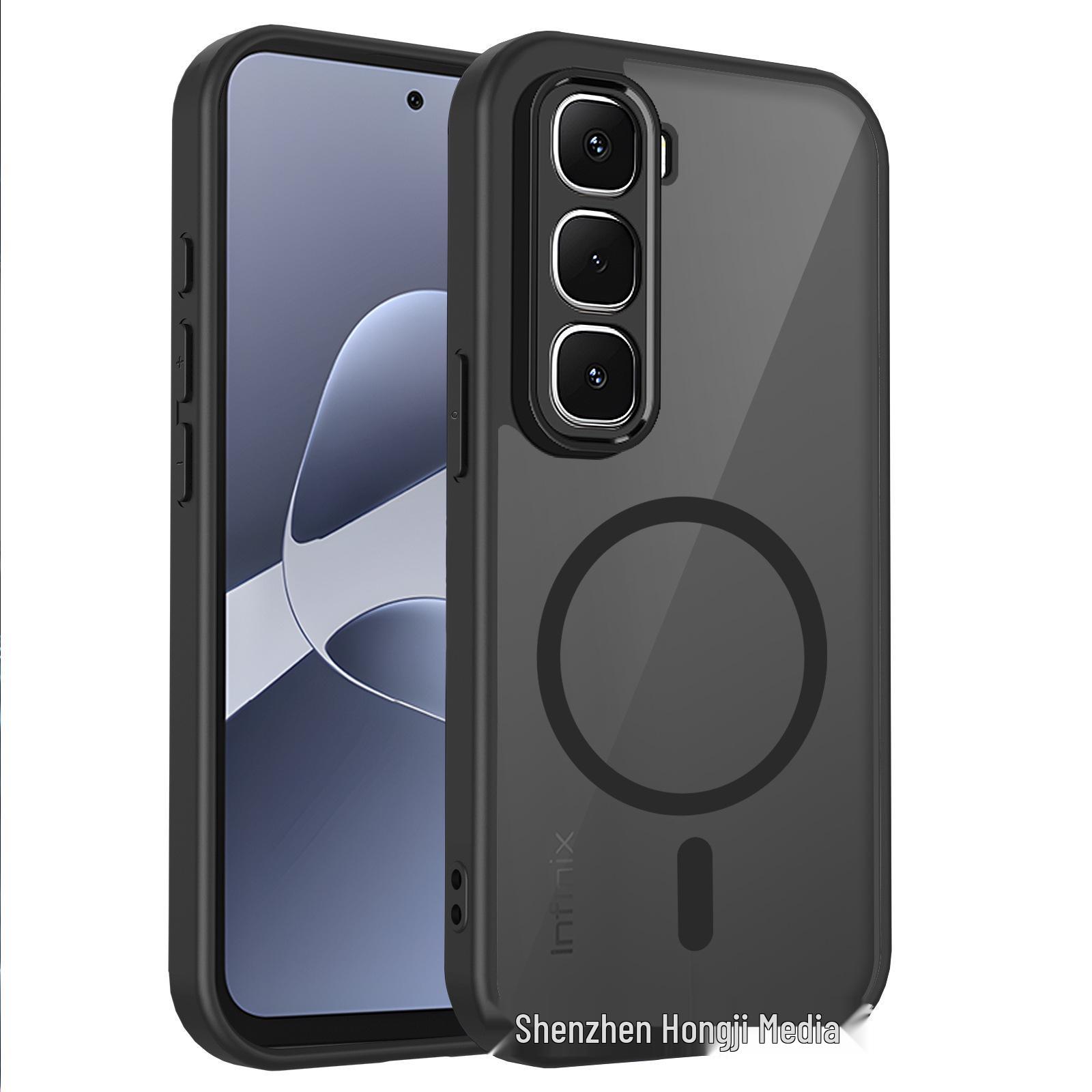 

ChuanYin Note60 Transparent Black Magnetic Phone Case - Skin-feel, Drop-proof, Protective for HOT70 Camon50 INF Note 60 Pro 5G/INF Note 60 5G