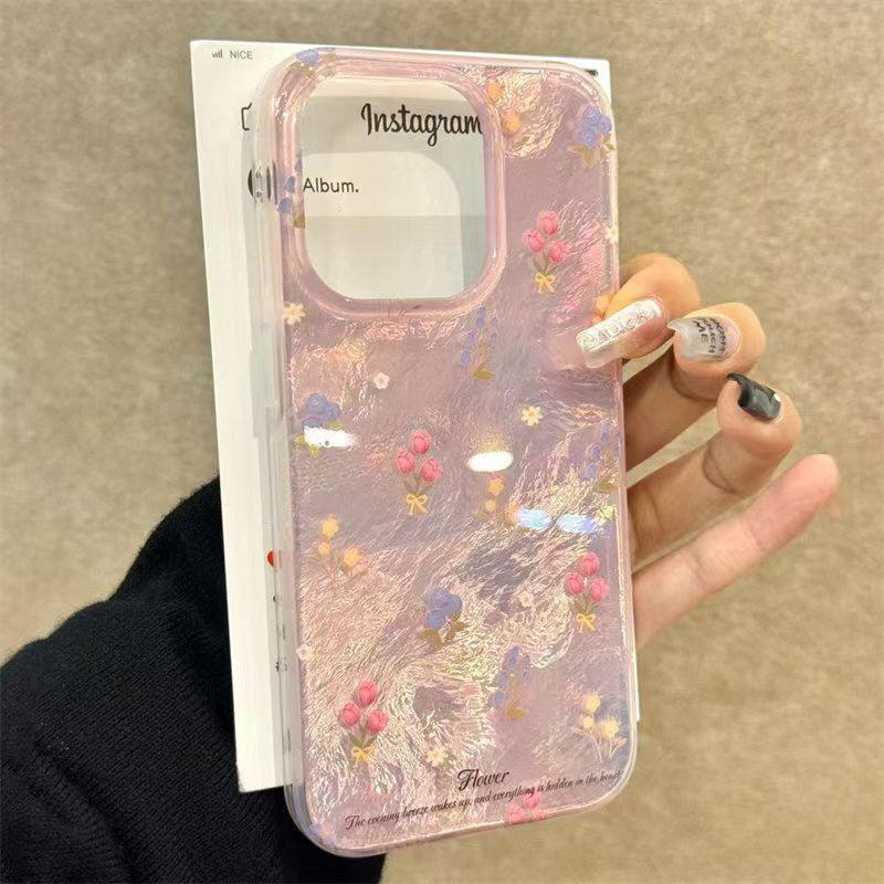 Lovely Pink Floral Fashion Vortex Pattern Phone Case for iPhone 16 15 14 13 12 11 Pro Max XS XR X 7 8 Plus Silicone Soft Cover