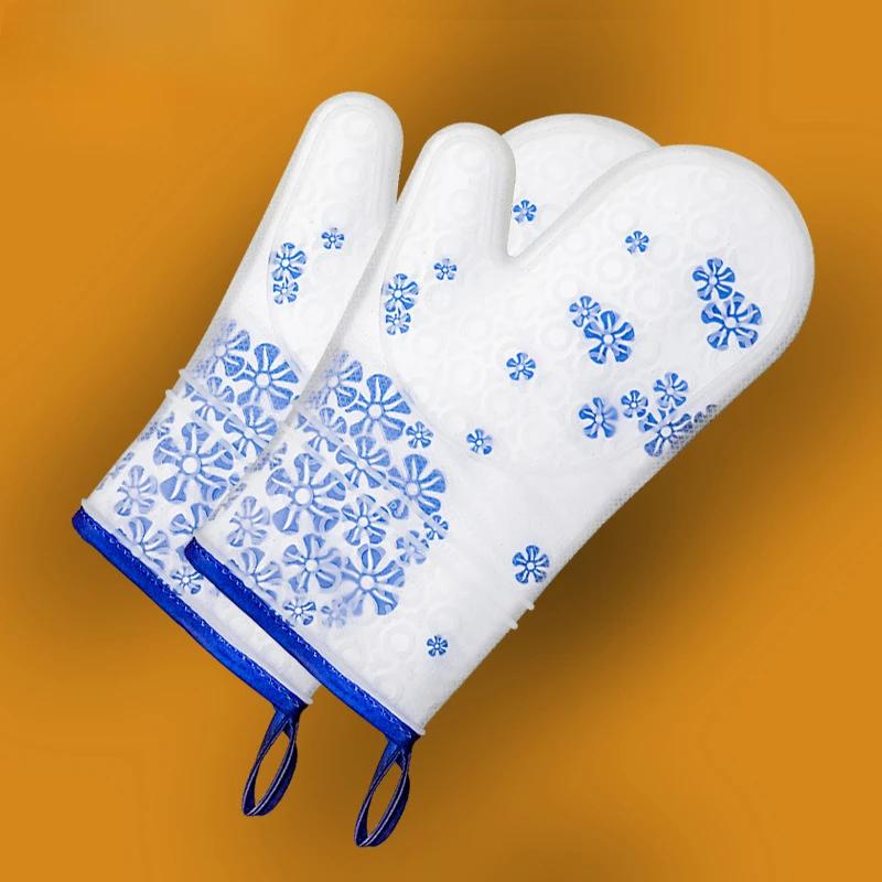 

1шт термостойкие силиконовые кухонные перчатки, прихватки для духовки, более толстые силиконовые перчатки для приготовления пищи, перчатки для микроволновой печи, кухонные перчатки с принтом