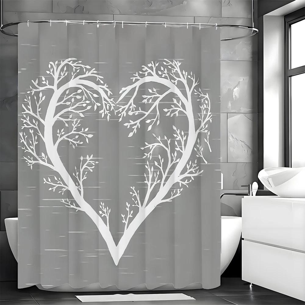 Love Tree Shower Curtain, Bathroom Decoration Shower Curtain, Waterproof Shower Curtain with Hooks