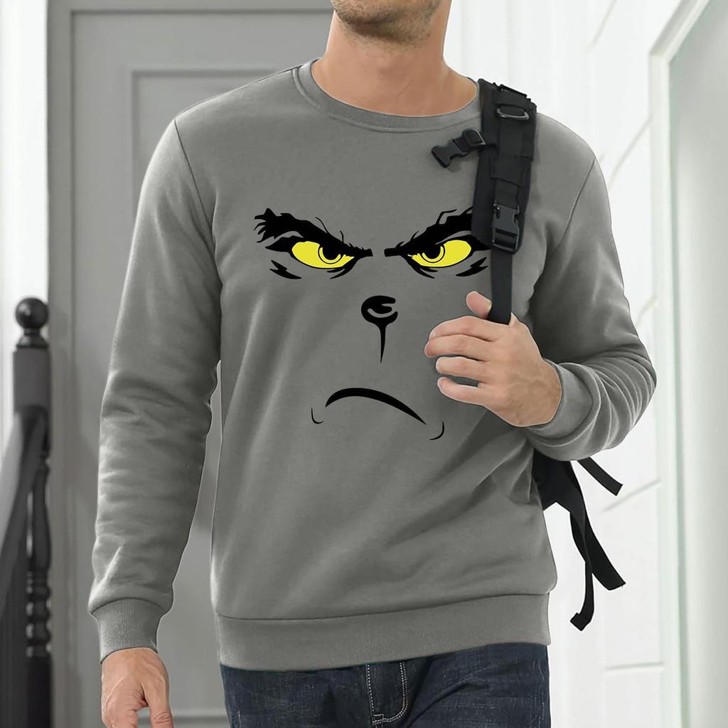 Herr Sweatshirt Julskjorta Långärmad Rolig Helg Crewneck Jul Toppar