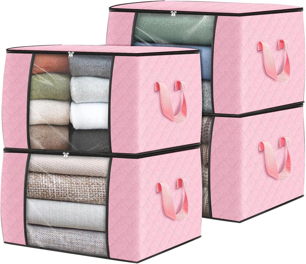 Fab Totes Storage Bags,Clothes Blanket Storage Bins Foldable Closet Organizers with Reinforced Handle for Home Dorm Storage and Organization
