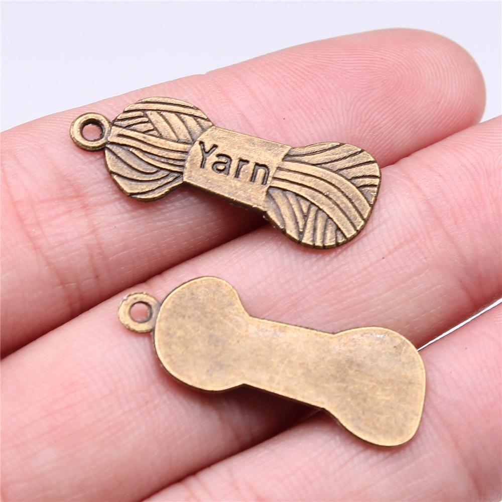 10pcs Antique Bronze Silver Color Sewing Machine Yarn Knitting Sewing Iron Button Charms For Jewelry Making