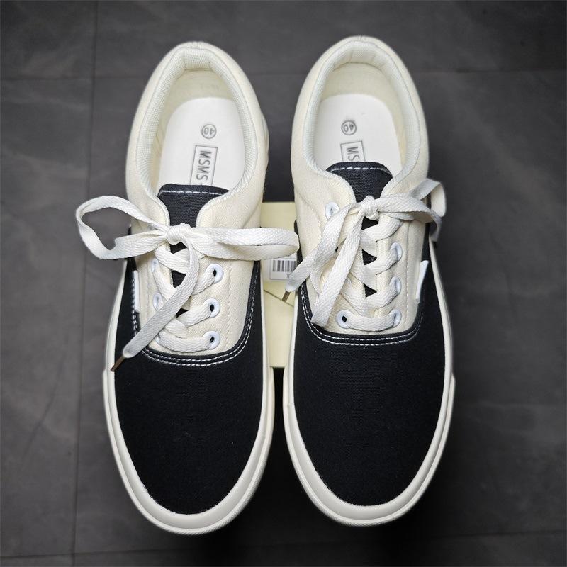 

New breathable retro niche white and blue cashew flower couple casual canvas board shoes male student lace-up 35