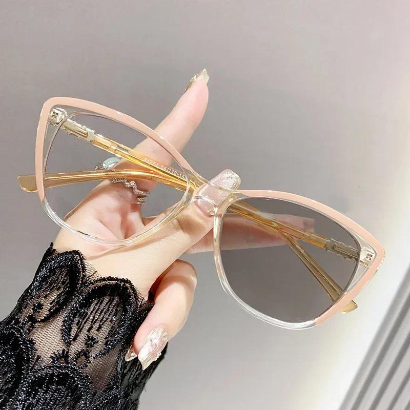 Photochromic Myopia Glasses for Women Cat Eye Sunglasses Fashion Color Changing Near Sight Eyewear Prescription Transition Lens