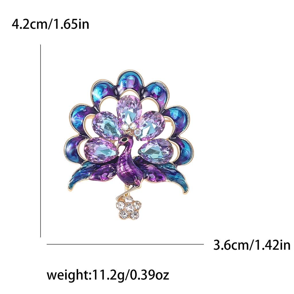 Fully Rhinestone Peacock Bird Brooch Fashionable and Elegant Coat Pin Jewelry Accessories and Gifts