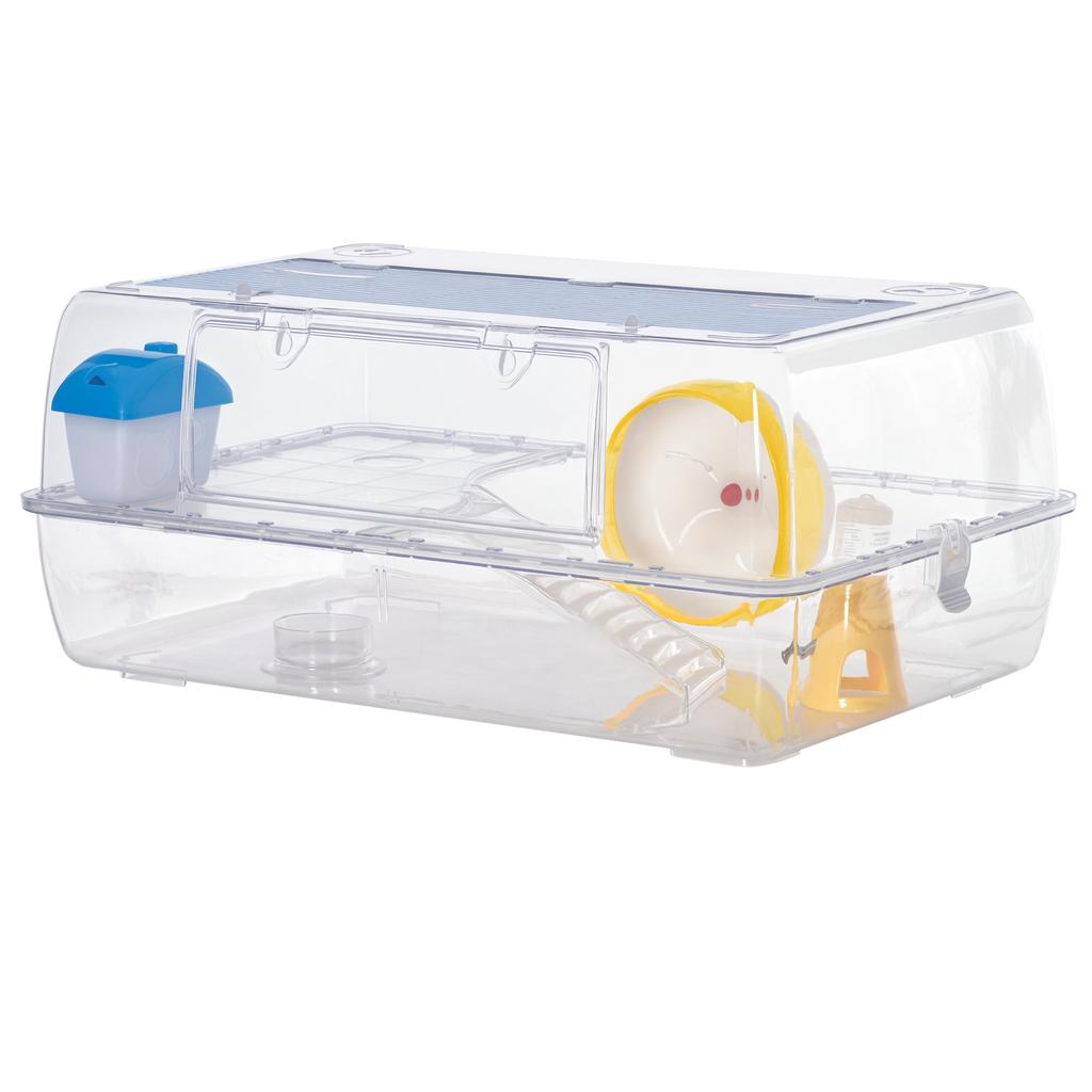 Hamster Cage, 2 Tier Gerbil Cage with Running Wheel, Water Bottle, Dish