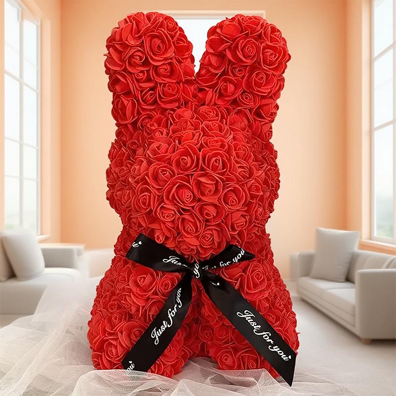 Eternal Flower Rabbit Gifts Girlfriend Wife Girlfriend Birthday Wedding Valentine s Day Gift PE Foam Flower Rose Rabbit 25cm rose rabbit красный
