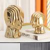 Abstracte beeldhouwkunst Keramisch geometrisch hoofd franje Gouden man buitenaards decoratieve beeldjes huisdecoratie accessoires
