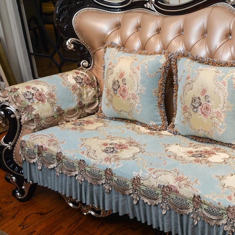 European Non-slip Sofa Cover Four Seasons Universal Seat Cushion Embroidery Lace Jacquard Sofa Towel Pillowcase Armrest Towel