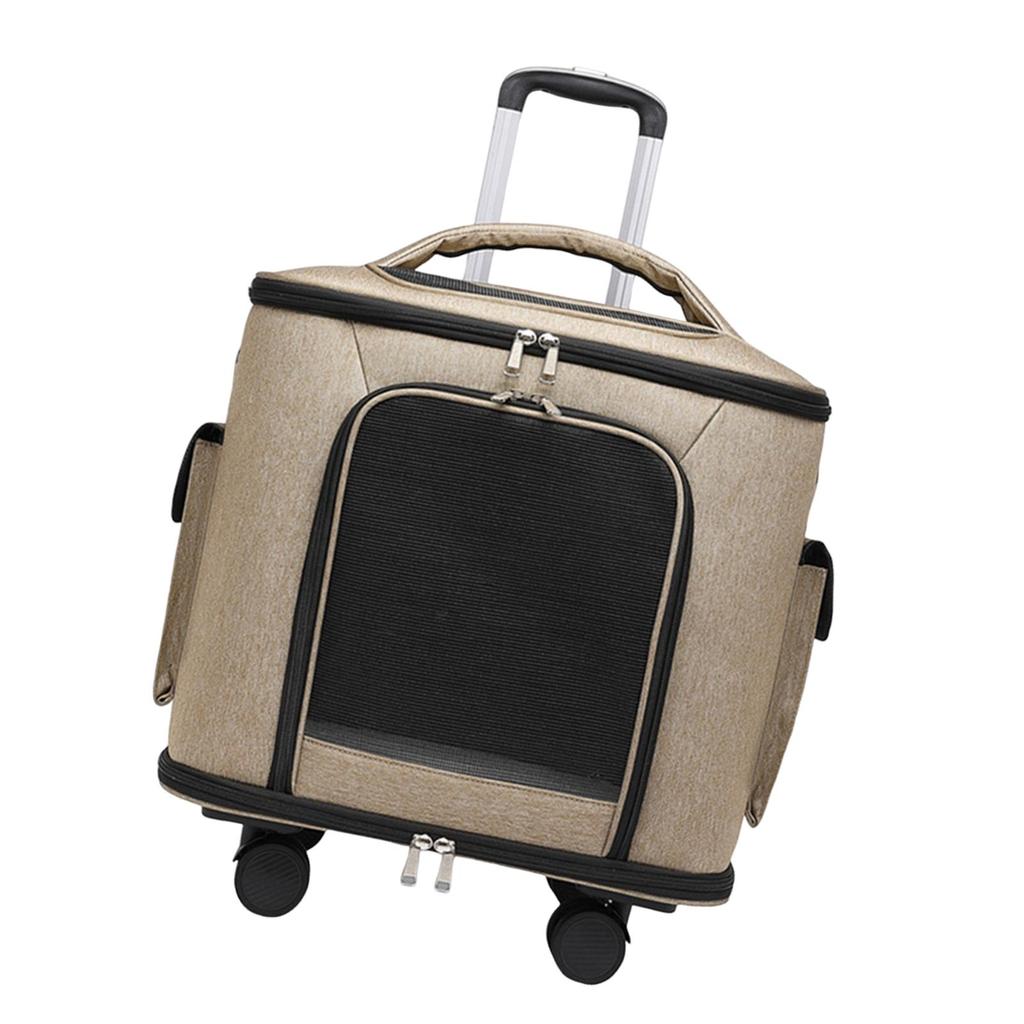 Rolling Cat Carrier Pet Rolling Carrier Retractable Handle Breathable Carrying Bag Trolley Case Handbag for Small Dogs,