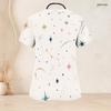 Women Plus Size V Neck Short Sleeve Scrub Top Boho Abstract Multicolor Heart Star Print Nurse Uniform Top